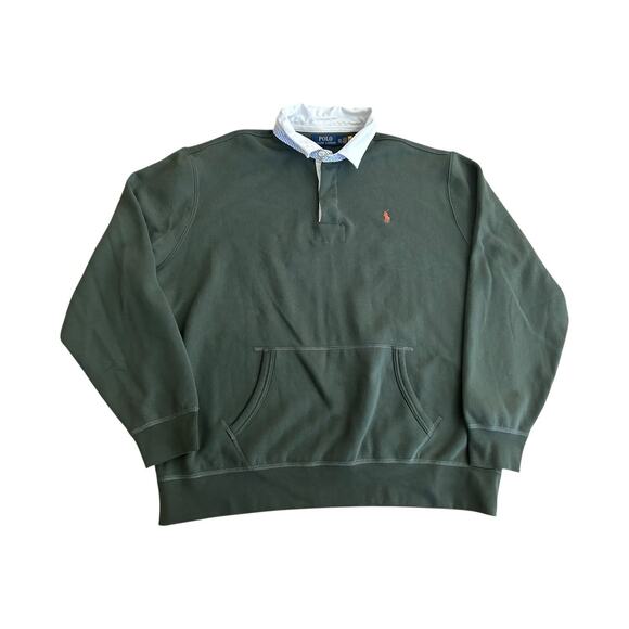 Polo Ralph Lauren Men's Collar Fleece Sweatshirt Angler Green Size XXL TTG - Picture 1 of 11